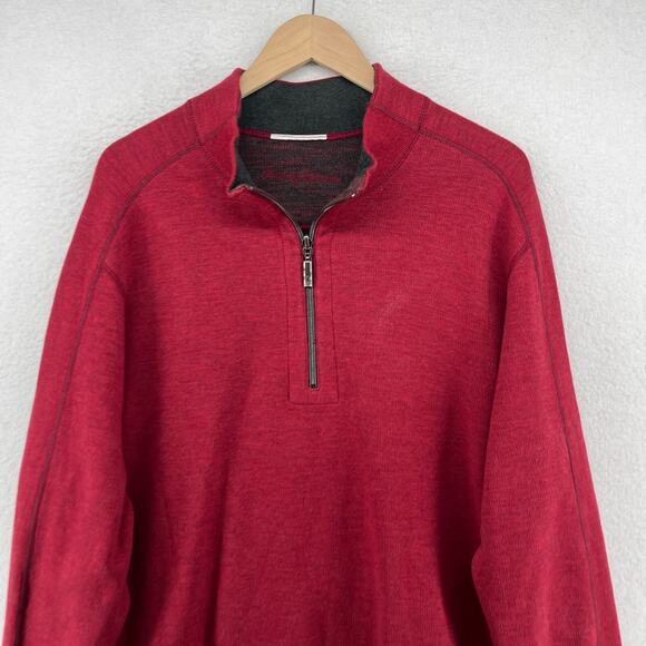 TOMMY BAHAMA Sweater Mens XL Flip Side 1/2 Zip Reversible Cotton Blend Red - Picture 5 of 16